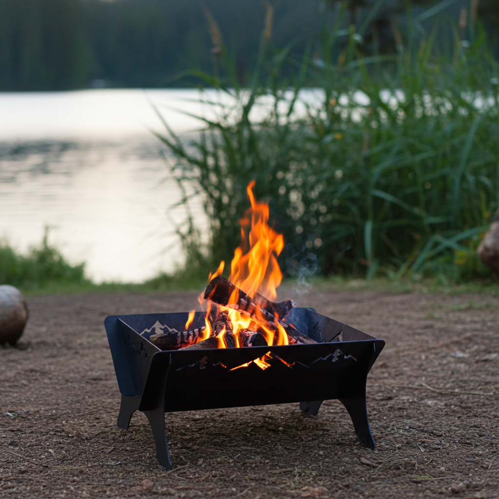 Flat pack fire pit and grill